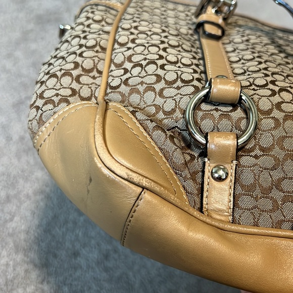Coach Signature Jacquard Tan Leather Canvas “C” Monogram Tote Bag M0749-F11526 - Picture 6 of 10